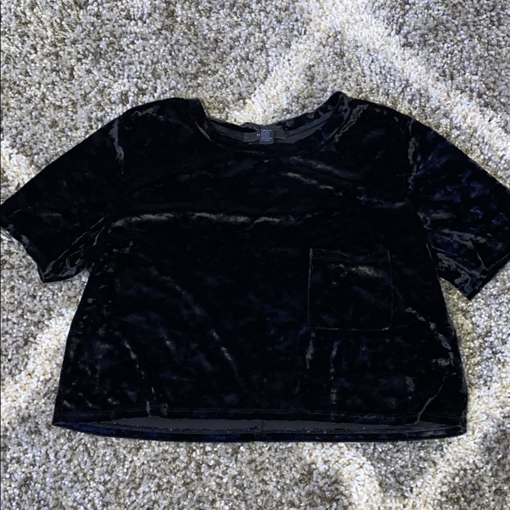 Black velvet shirt sleeve top
